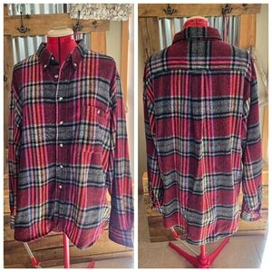 Vtg red plaid wool blend shirt XL Potomac Collection